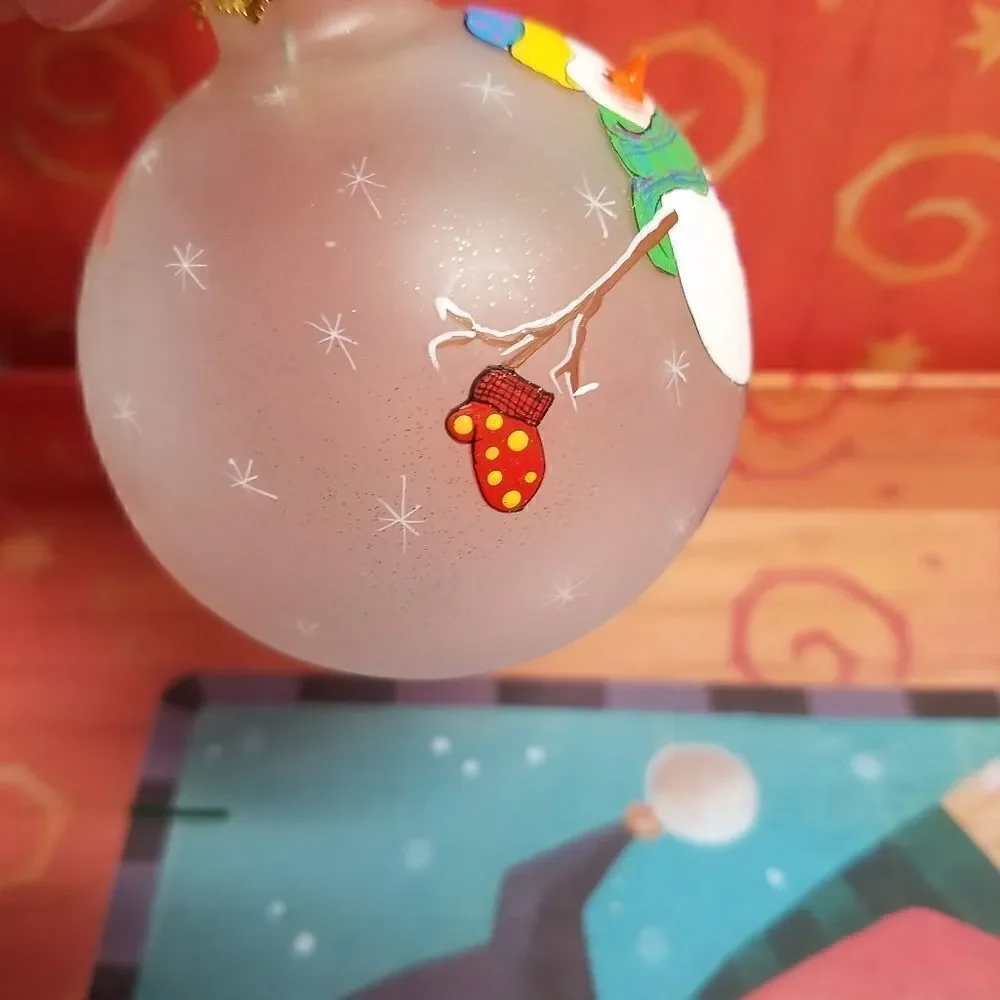 Set of 3  Hand painted 3D snowman ornaments. Aprox 8